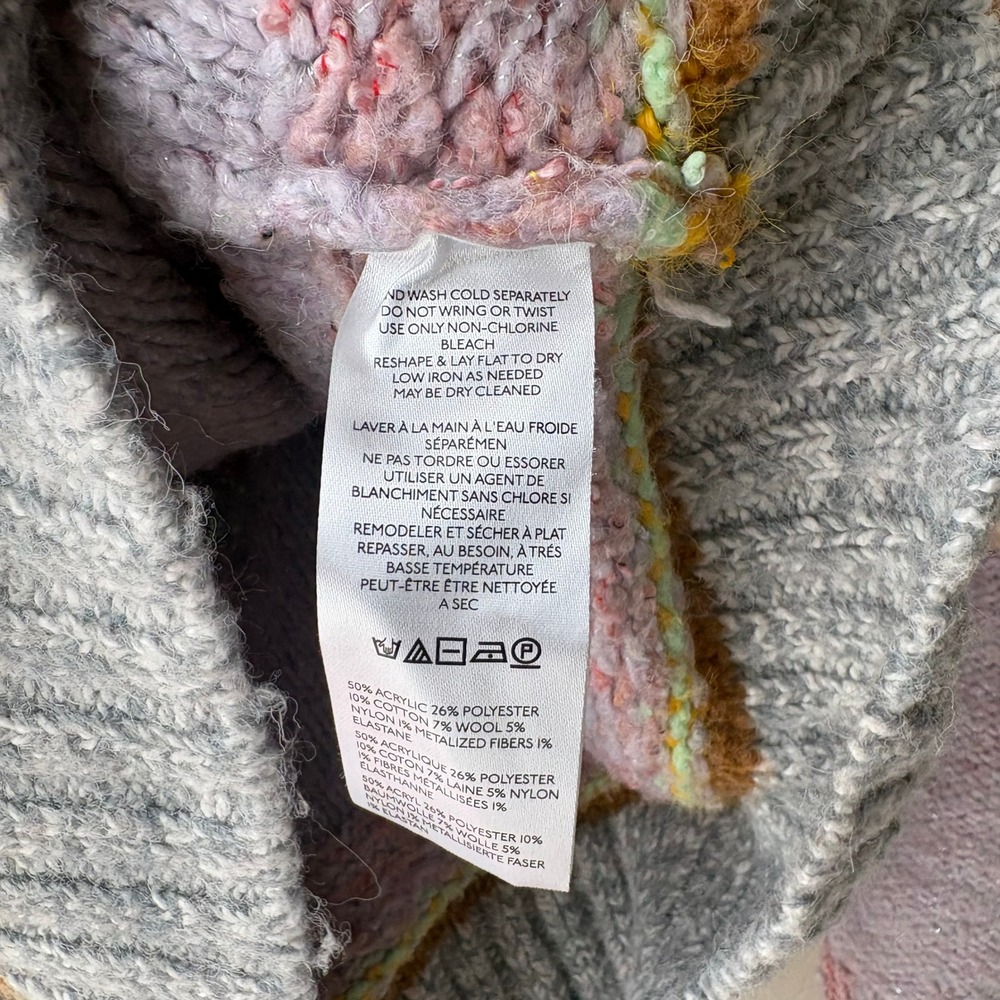 Anthropologie Sweater Mock Neck Flower Embroidered‎ Lavender Knit Sweater M - Picture 8 of 9